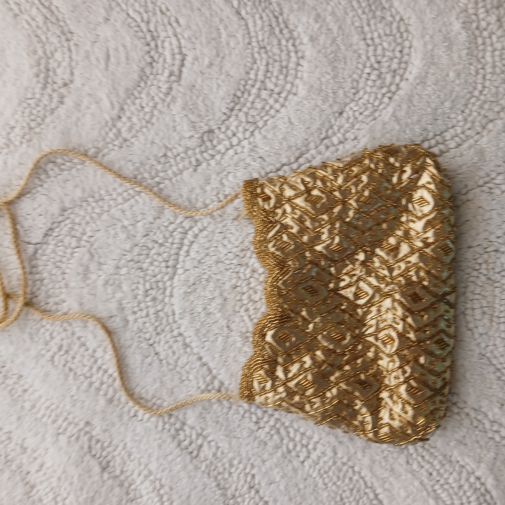 Elegant Gold Beaded Evening Bag
